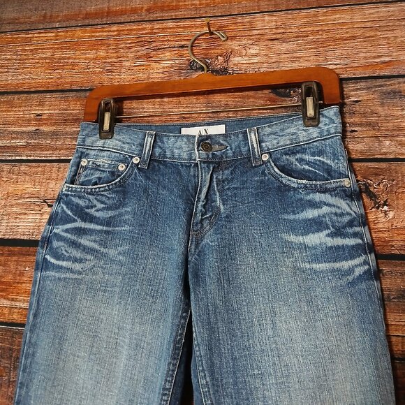 AX Armani Exchange Vintage Jeans 24 Low Rise Boot Cut Distressed USA Made READ - Picture 4 of 9